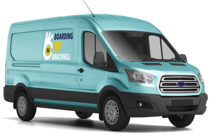 Boarding Up Bracknell van loaded with plywood sheets and fixings